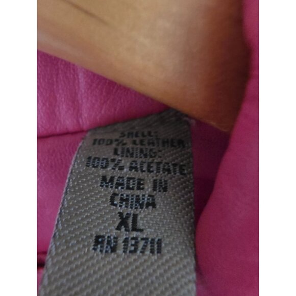 i.e. Pink Buttery Leather Jacket With Zipper Pockets & Notched Lapel Large to XL - Picture 3 of 12